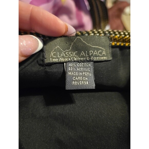 Classic Alpaca Shoulder Crossbody Purse Hand bag Logo White Alpaca Stripe Boho - Picture 7 of 7